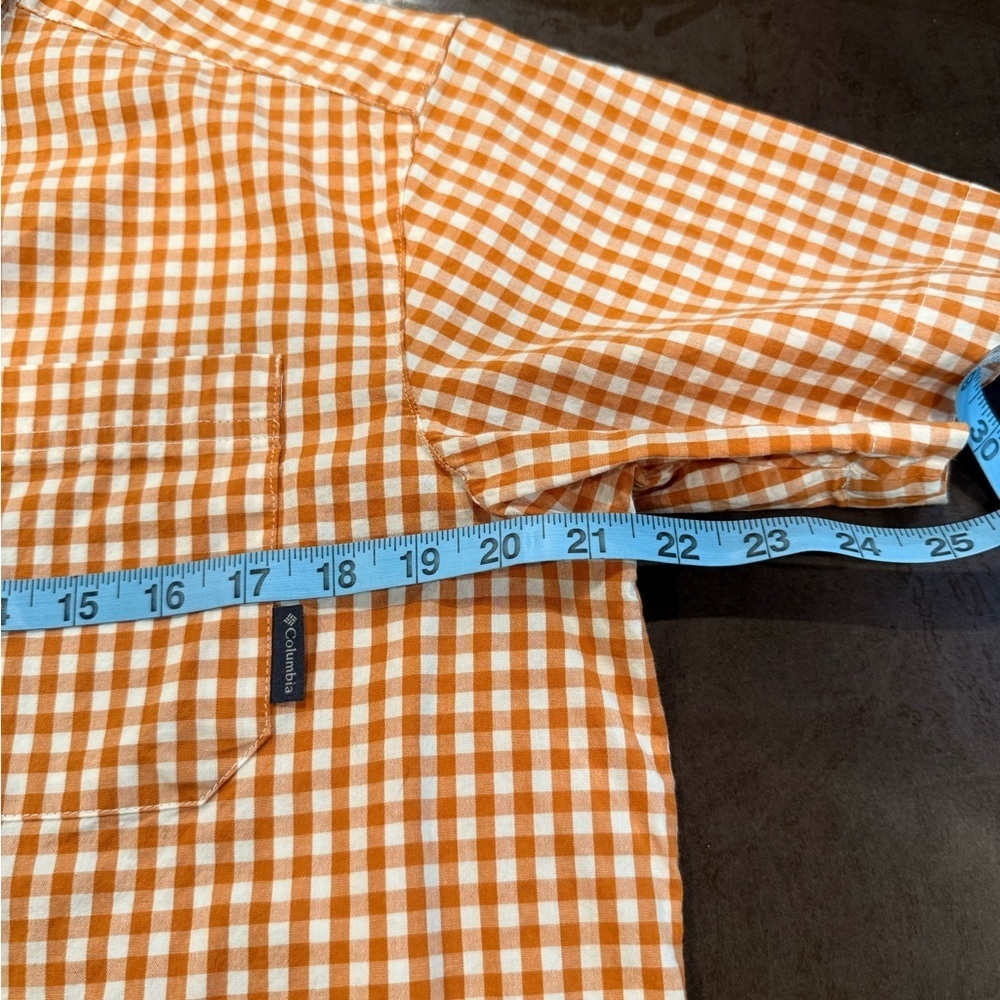 Columbia Men's Orange Plaid Casual Shirt - Picture 6 of 8